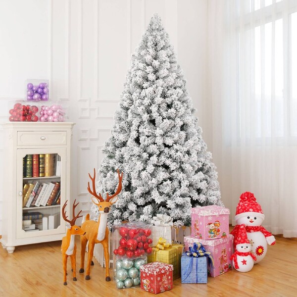 Festiva Christmas Tree 1.95m Snowy Snow Flocked White Xmas Tree 1050 Branches