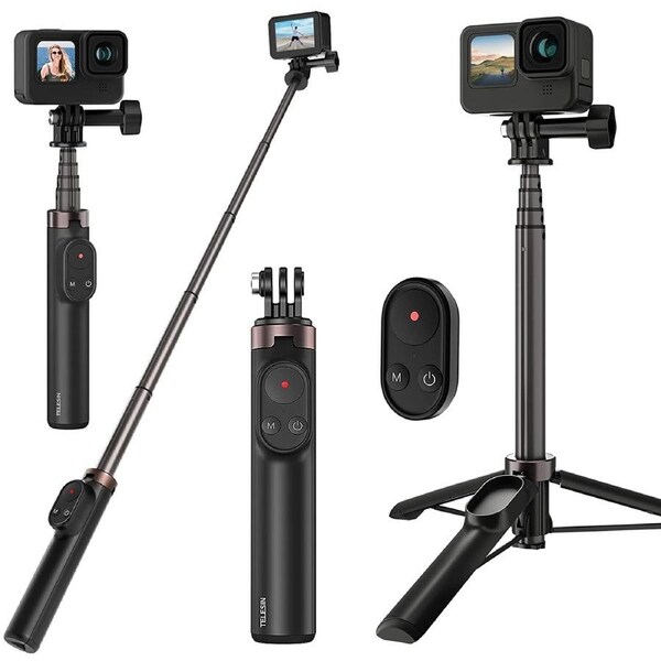 Telesin Vlog Selfie Stick with Bluetooth Remote - for SmartPhones + GoPro 13/12/11/10/9/7/8/MAX