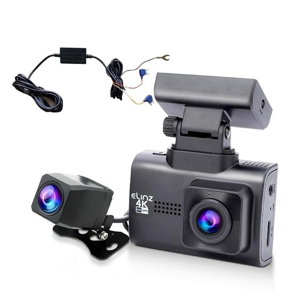 Elinz 4K 2K Dual Dash Cam WiFi GPS Hardwire Kit
