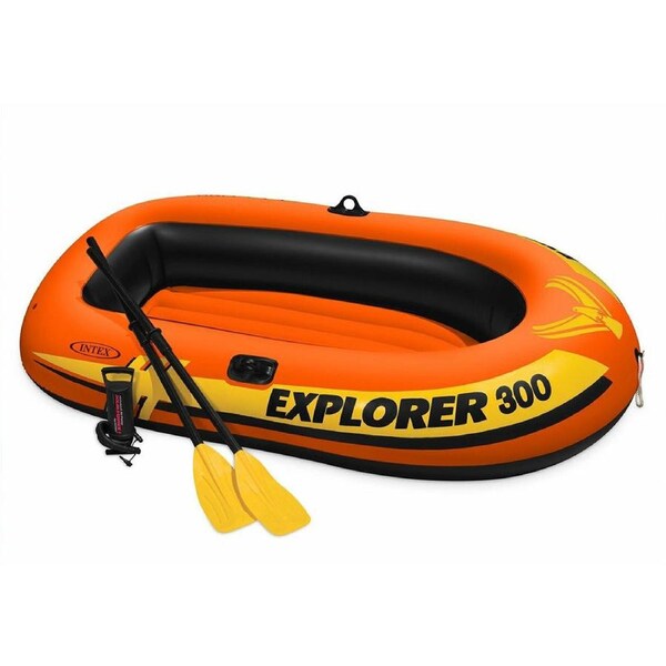 Intex 211x117x41cm Explorer Pro 300 Inflatable Boat 3 Person With 2 Oars & Mini Hand Pump