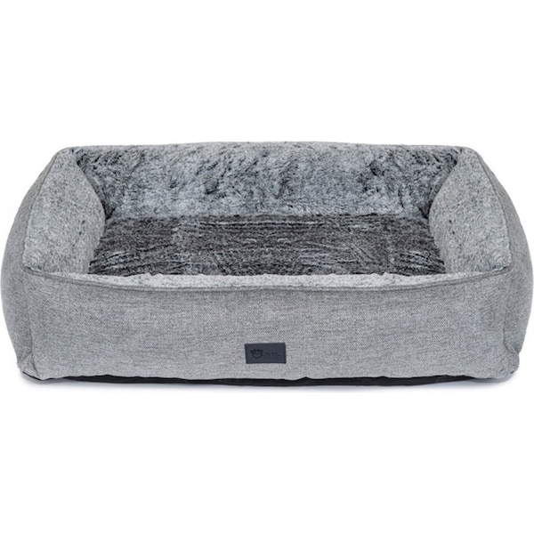 Superior Pet Goods Large Dog Bed 116cm Ortho Lounger Artic Faux Fur Cushion Grey