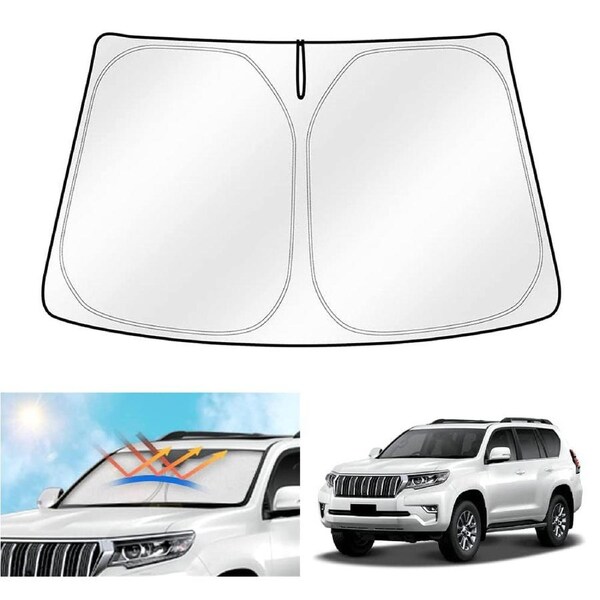 WindScreen Sun Shade for TOYOTA PRADO 2009-2024 Blocks UV Rays Sun Visor Protector Foldable Sunshade