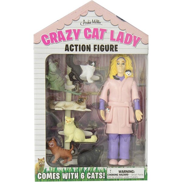Archie McPhee Crazy Cat Lady Kitten Lover Kids/Adult Action Figure Toys 12y+