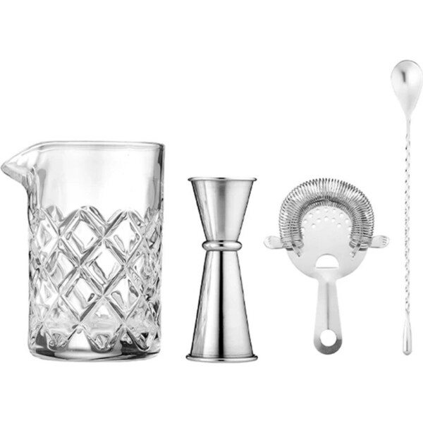 4pc Tempa Ophelia Cocktail Set Stainless Steel Jigger/Strainer/Mixing Spoon SLVR