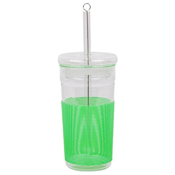 Porta Summer Smoothie Cup Large 400ml Lead/BPA Free w/ Straw Brush Fun Green
