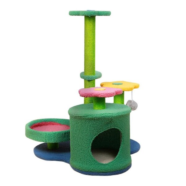 3 Tier Flower Pet Play House Cat Tree Feline Scratcher Scratchpost Scratching Post Tower