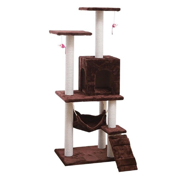 3 Tier Pet Play House Cat Tree Hammock Toy Scratcher Scratchpost Scratching Post Tower