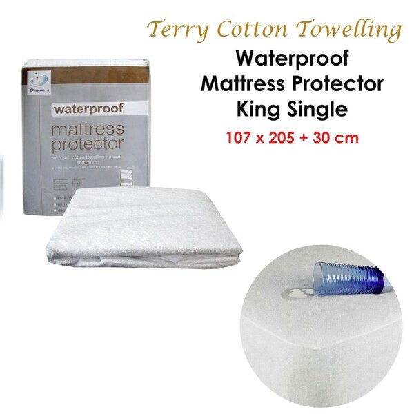 Fully Fitted Terry Waterproof Mattress Protector 30cm Wall King Single 107 x 205 x 30 cm