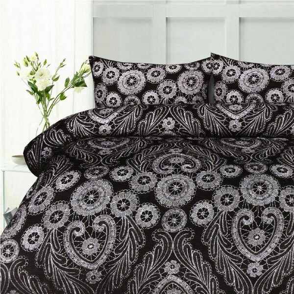 Batik Black Quilt Cover Set Double