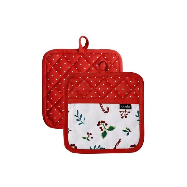 Ladelle Joyful Red Set of 2 Pot Holders 21 x 21 cm