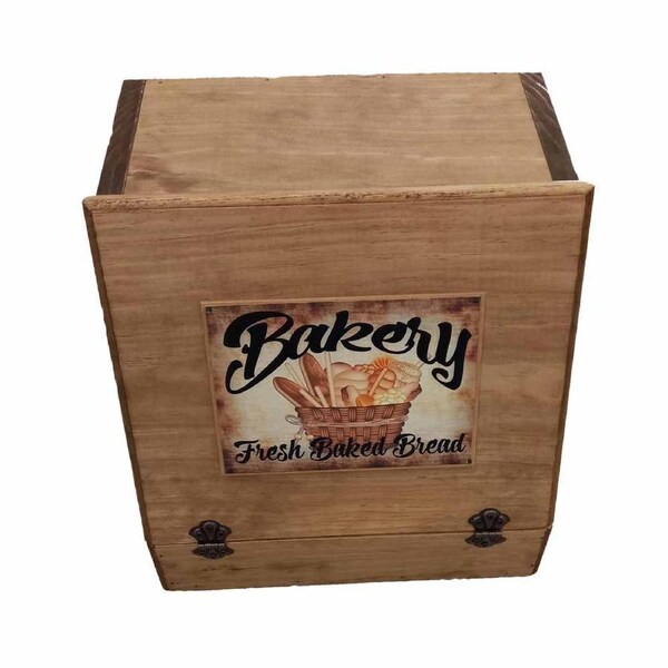 French Country Inspired Wooden Handmade Bread Box with Shelf