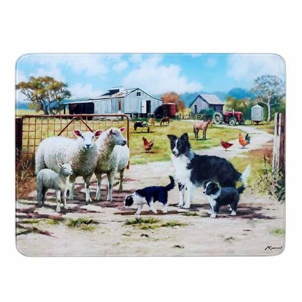 Ashdene Kitchen GLASS Farming Life Friends Surface Saver Board