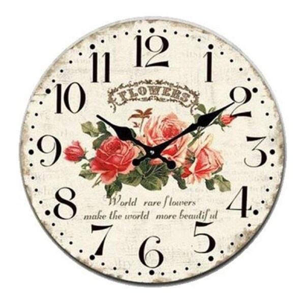 French Country Glass Wall Clock Small 17cm World Rare Flowers