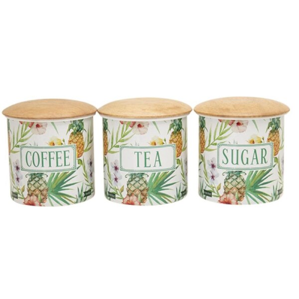 Farmhouse Metal Enamel Retro Kitchen Canisters ISOLA Set of 3