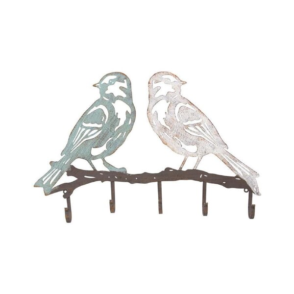 2 Birds 5 Hooks Wall hanging Hand Made Multi Coloured