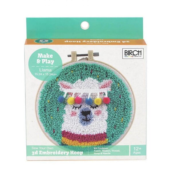 Birch Punch Needle Kit Kids Beginner Llama Inc Threads 15x24cm