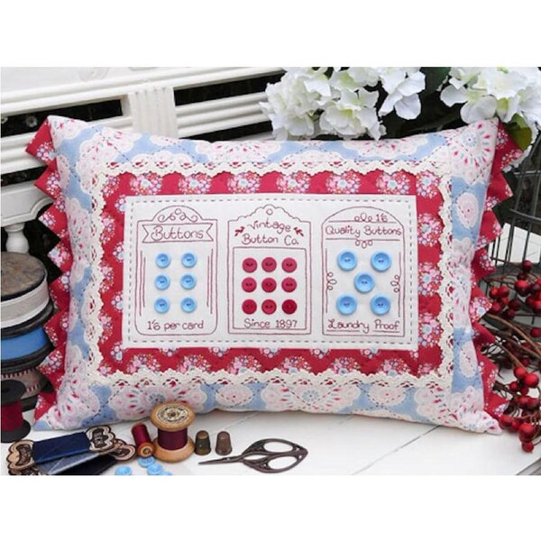 Quilting Sewing Cushion Pattern Vintage Buttons Rivendale Collection