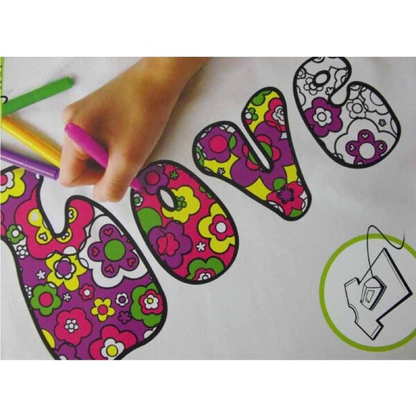 Colour My Own T-Shirt Transfer Black Felt Large Retro Love