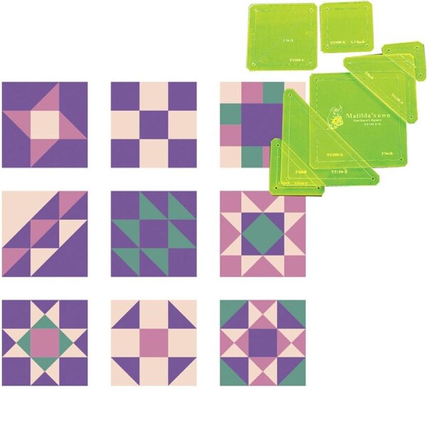 Quilting Patchwork Sewing Template Set 2 H-N Matildas Own 7 pieces 4'' Inch