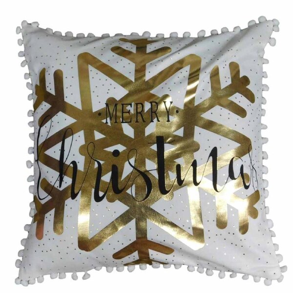 Christmas Cushion GOLD MERRY CHRISTMAS Filled 45x45cm inc Insert