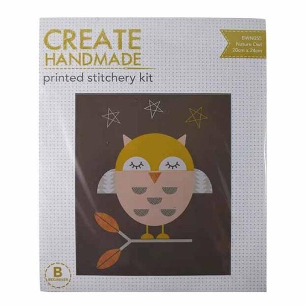 Create Handmade Stitchery Kit Beginner Nature Owl 20x24cm
