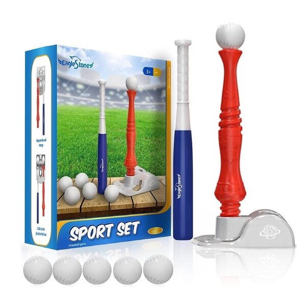 EagleStone Kids Baseball Tee T-Ball Set for Toddlers Sport Toy Game Includes 6 Balls Gift