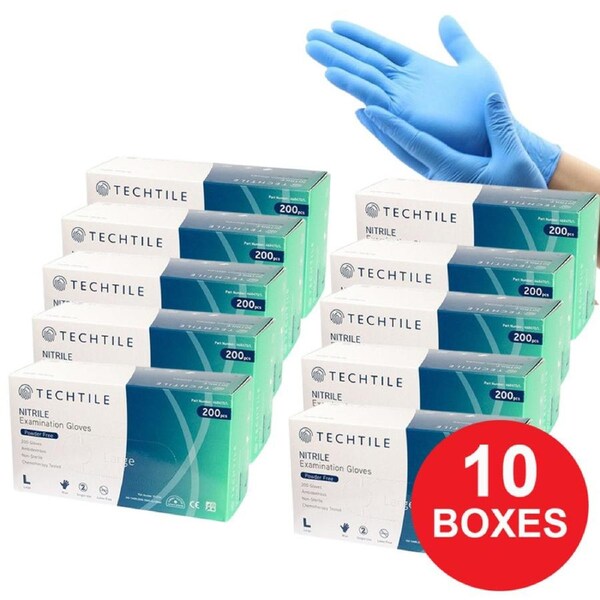 2000pcs Techtile Blue Nitrile Powder Free Gloves TGA approved 3.5g - Medium Size