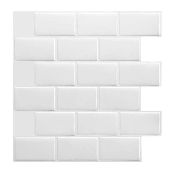 Tiles 3D Peel and Stick Wall Tile Subway White (30 x 30cm x 10 sheets)