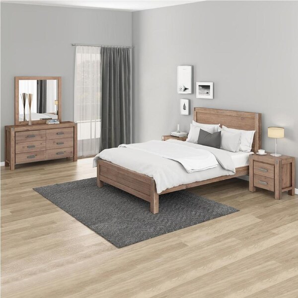 Nowra 4 Pieces King Size Bedroom Suite Oak Colour With Dresser