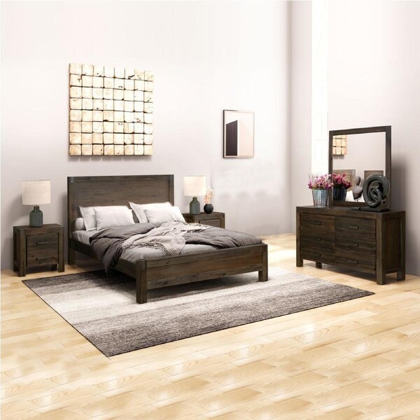 Nowra 4 Pieces Queen Size Bedroom Suite Chocolate Colour With Dresser