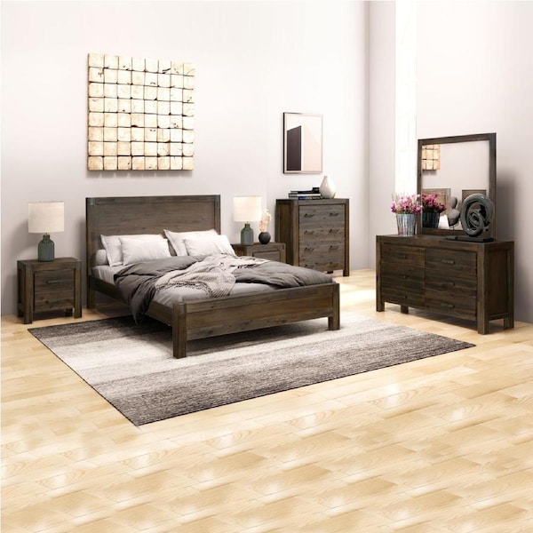 Nowra 5 Pieces Queen Size Bedroom Suite Chocolate Colour