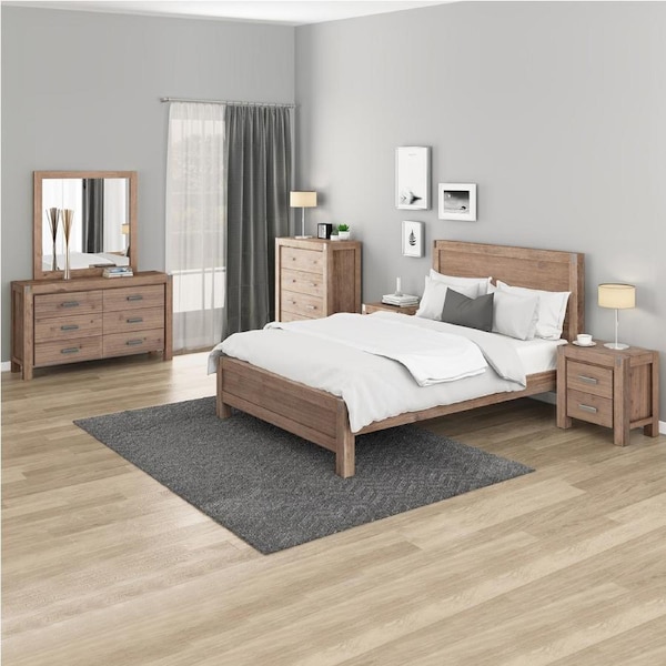 Nowra 5 Pieces Queen Size Bedroom Suite Oak Colour