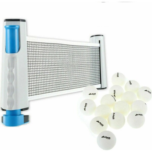 Ozoffer 15Pcs Table Tennis Balls White 40mm& Retractable Table Tennis Net Training