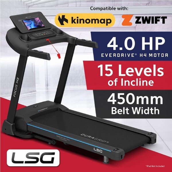 LSG Focus M3 Treadmill Home Treadmill for Cardio 18km/h Max Speed 2.5CHP EverDrive Motor Pulse Sensors Folding Treadmill