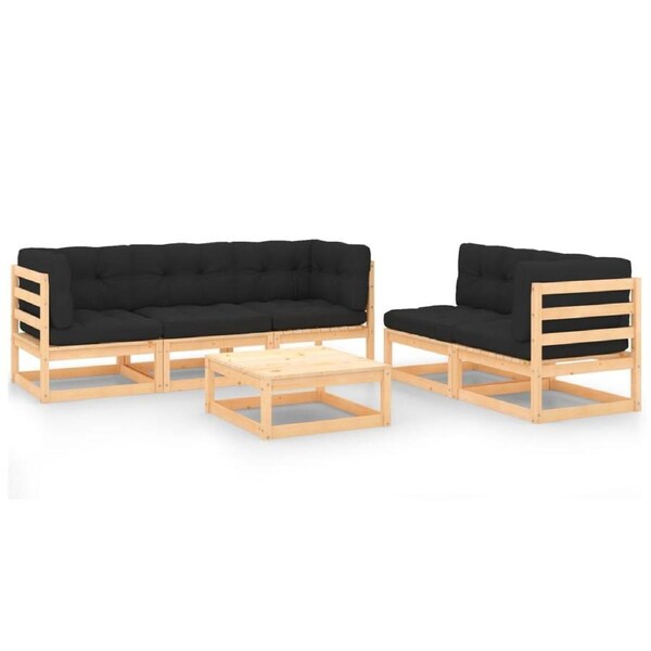 6 Piece Garden Lounge Set with Cushions Solid Pinewood vidaXL