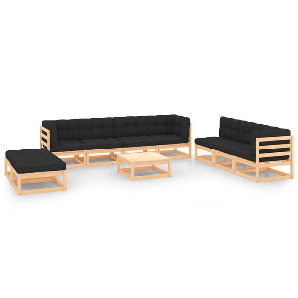 10 Piece Garden Lounge Set with Cushions Solid Pinewood vidaXL