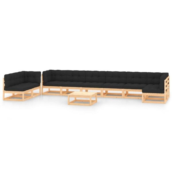10 Piece Garden Lounge Set with Anthracite Cushions Pinewood vidaXL
