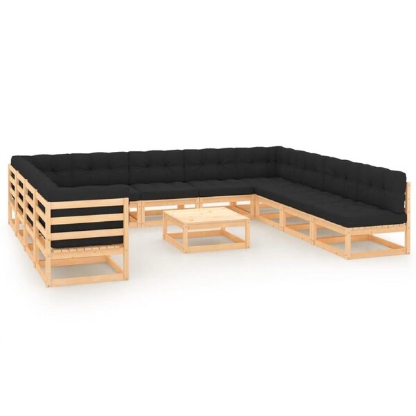 12 Piece Garden Lounge Set with Anthracite Cushions Pinewood vidaXL