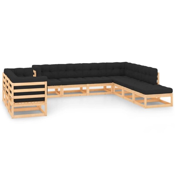 10 Piece Garden Lounge Set with Anthracite Cushions Pinewood vidaXL