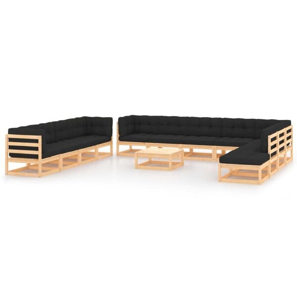 13 Piece Garden Lounge Set with Anthracite Cushions Pinewood vidaXL