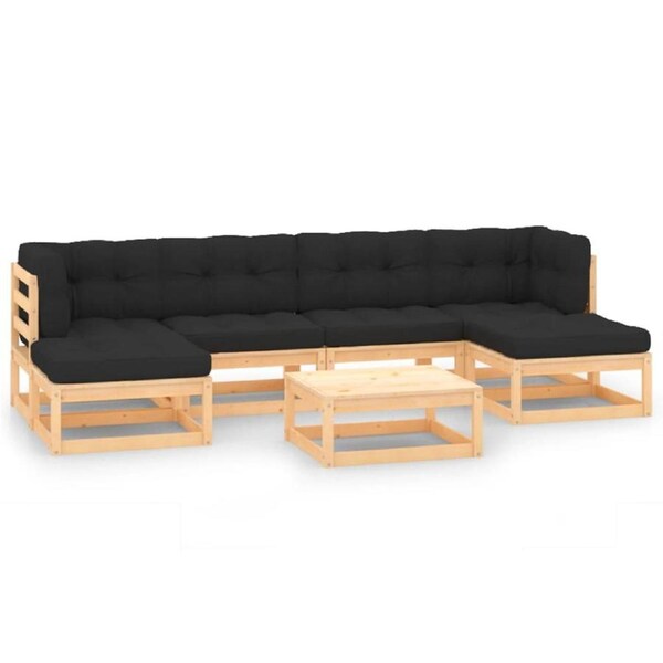 7 Piece Garden Lounge Set with Anthracite Cushions Pinewood vidaXL
