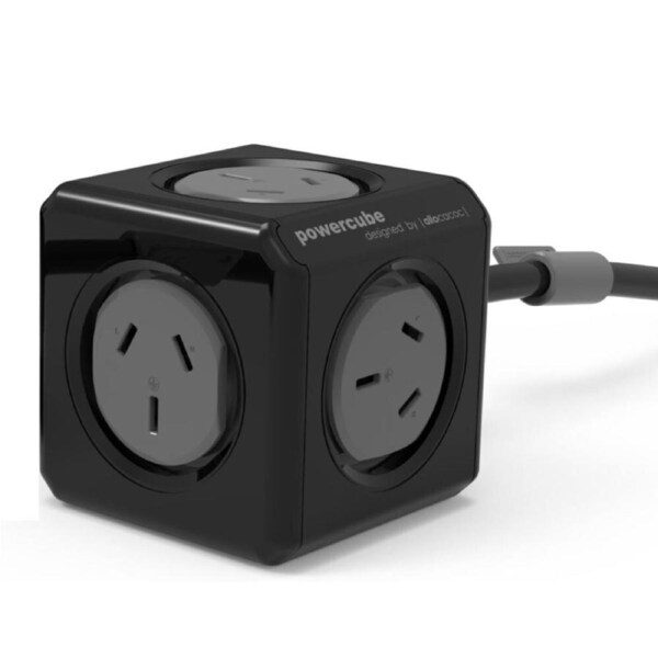 Allocacoc PowerCube 5 Socket Power Board/Mount w/3m Extension Cord Black