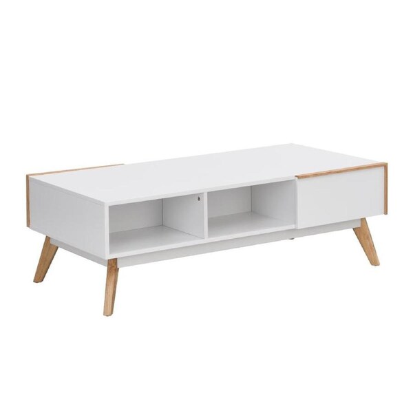 Claude Coffee Table Storage 2 Drawers white