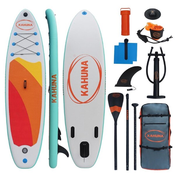 Kahuna Hana Inflatable Stand Up Paddle Board 11FT with iSUP Paddle, Double-Action Pump, Repair Kit, Leash, Carry Bag for Kids and Adults