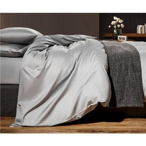 1200TC Egyptian Cotton Double Bed Sheet Set - Silver Grey