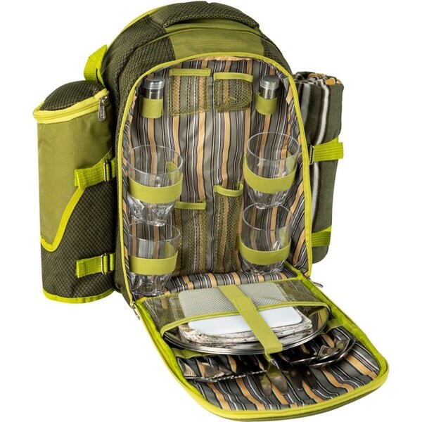 4 Person Picnic Blanket Stainless Steel Fork/Cup/Utensils/Cutlery Backpack Set