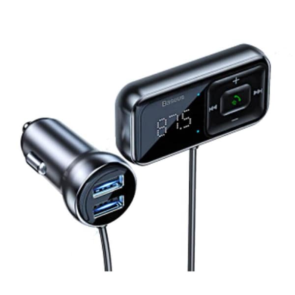 Baseus Wireless Bluetooth Car Charger T typed S-16 MP3 Player Dual USB Black