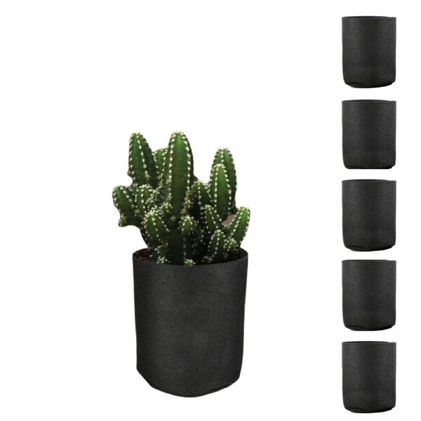6 Pck 0.6 Gallon Fabric Flower Pots 2.4L Garden Planter Bags Black Felt Root Pouch