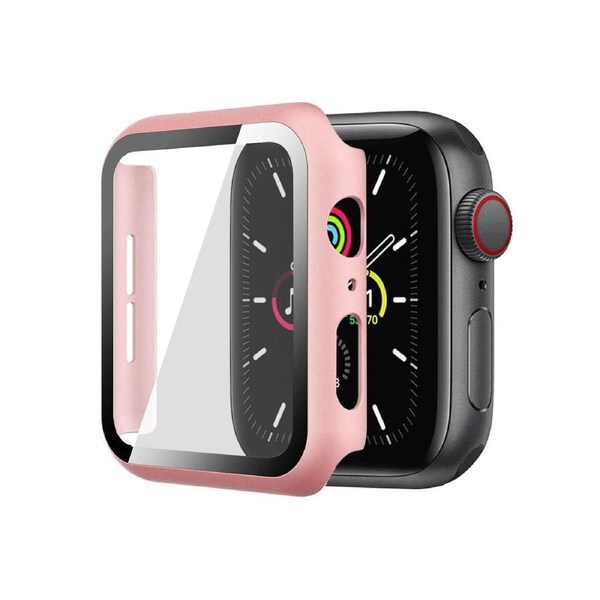 ZUSLAB Apple Watch Series 3 2 1 38mm JX Hard PC Case with Tempered Glass Screen Protector - Rose Gold