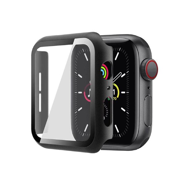 ZUSLAB Apple Watch Series 3 2 42mm JX Hard PC Case with Tempered Glass Screen Protector - Black